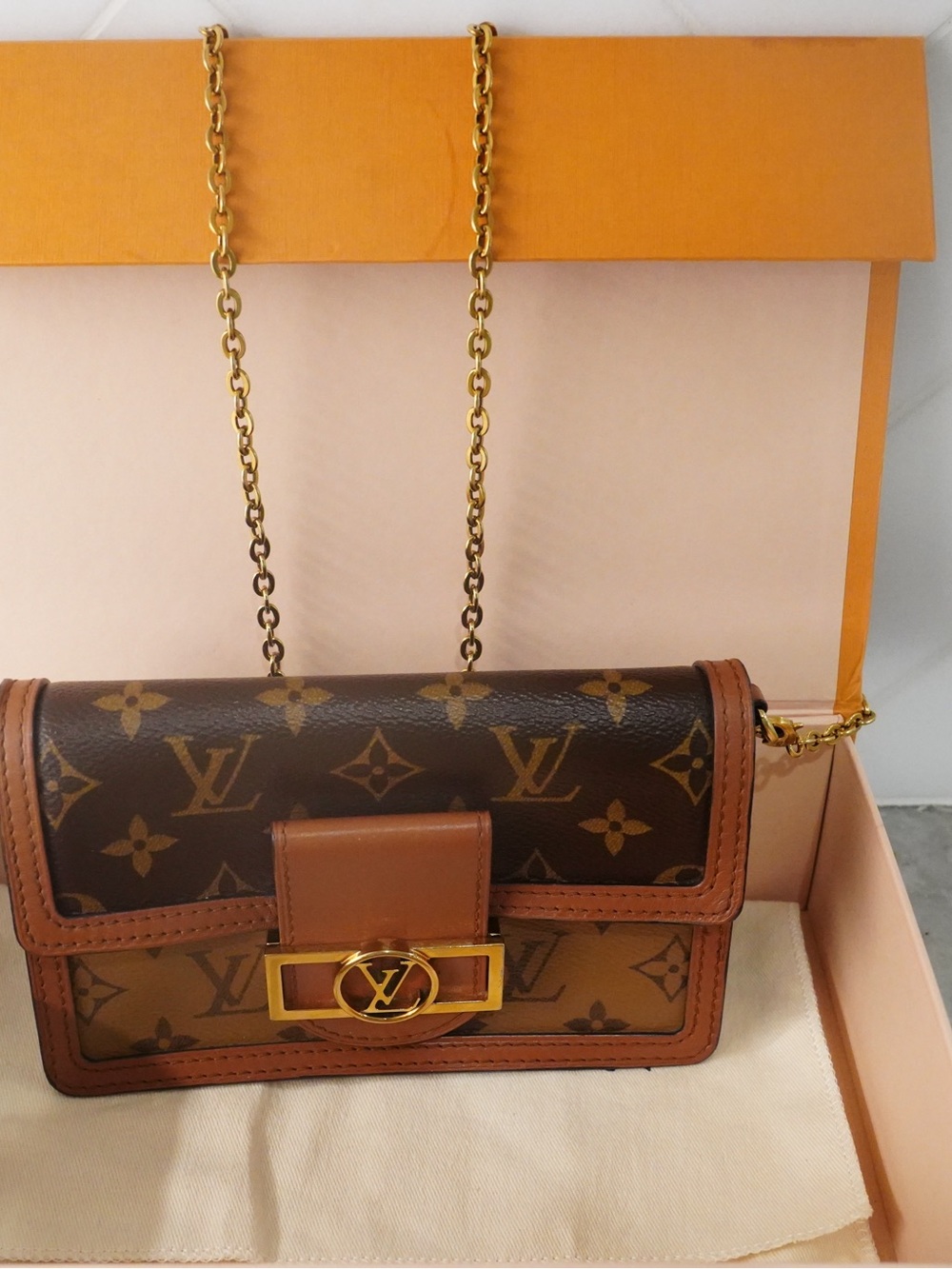 Louis Vuitton Dauphine Reverse Monogram with Gold Hardware/Chain - Picture 14 of 16